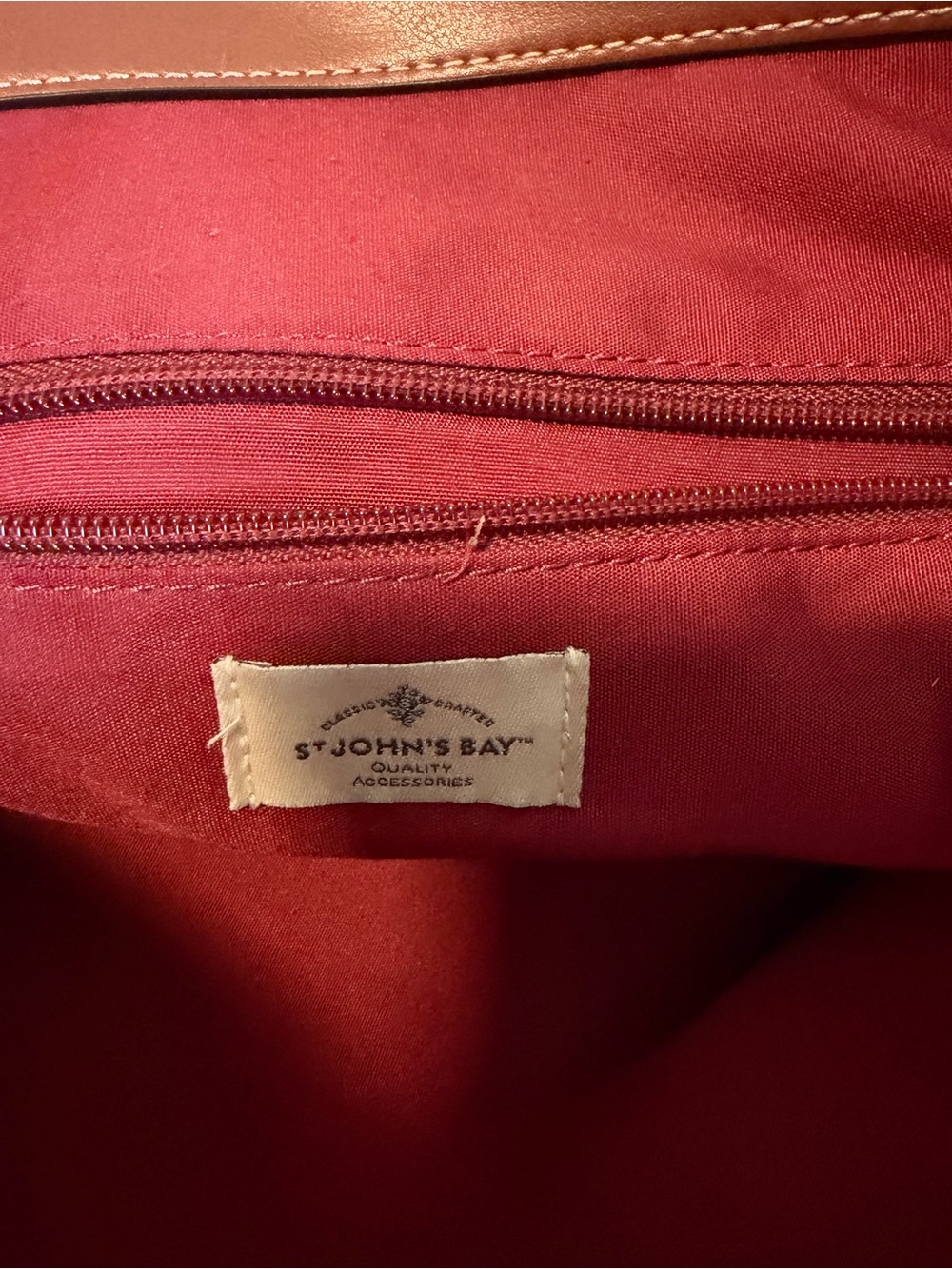St. John's Bay Burgundy and Brown Two-Tone Tote EUC - Picture 10 of 11